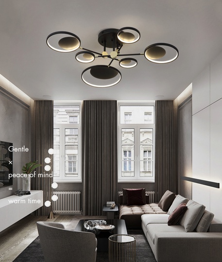 Люстра подвесная MAI HE MAI черная на 6 плафонов / 115*25. SIUS - черная люстра, LED, 83 Вт