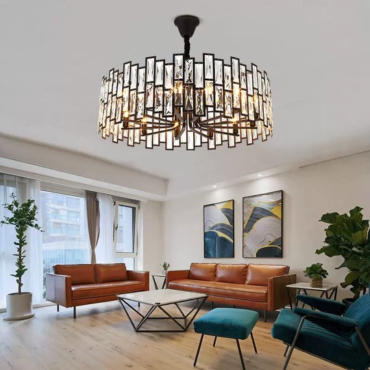 Люстра подвесная, черный, стекло, AYDOLUN 50*31, металл, E14.