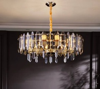 Люстра подвесная ALAGEYIK 76*32 дымчатый, кристалл, металл, Е14.