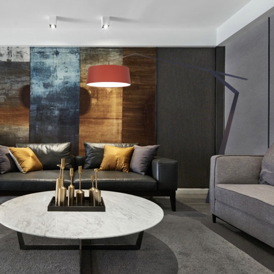 Напольный светильник черный с красным плафоном Lumens, E27, 15 Вт