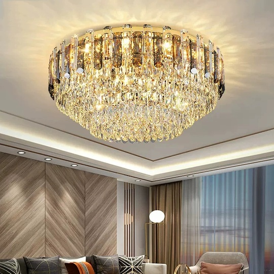 Потолочный светильник, медь, хрусталь, DIANA 40*26 металл, Е14.