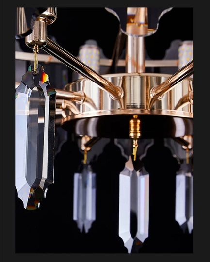 Люстра подвесная ALAGEYIK 52*32 дымчатый, кристалл, металл, Е14.