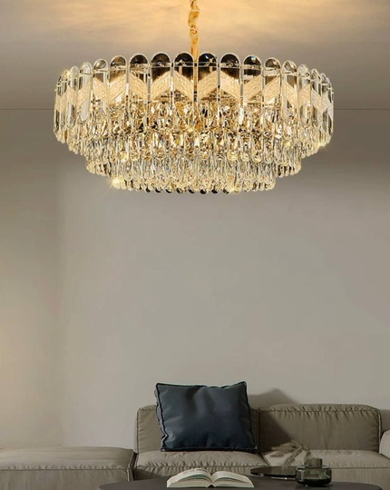 Люстра подвесная BIRCE 95*28 золото, кристалл, металл, E14.