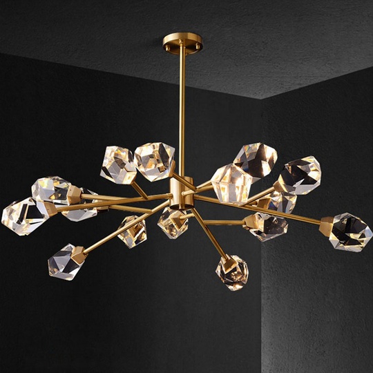 Подвесной светильник медный, 15 плафонов, LAMPADARIO NEW BRASS, G9, 30 Вт