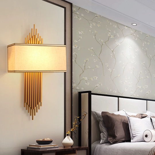 Настенный светильник россыпное золото ALEX, Бра, 36*66, металл, ткань, E14.