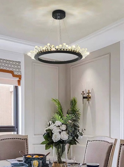 Люстра подвесная, черный, кристалл, JEREMY 50*15 металл, LED.