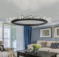 Люстра подвесная, черный, кристалл, JEREMY 80*15 металл, LED.