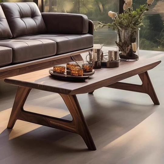 Прямой диван Harrison темный орех, дерево, кожа, 240*80*70 см