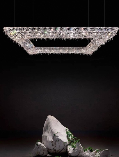 Люстра подвесная, серебро, хрусталь, SUSAN 160*160*28 металл, G9.