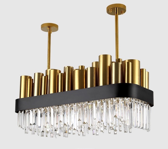 Люстра подвесная бронзовая Epivorn, металл, кристалл, трос 100 см, 110*45 см, LED