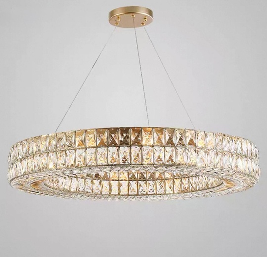 Люстра золотая Evlorm, металл, кристалл, 50*12 см, подвесная, Е14