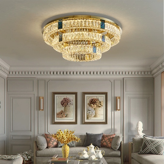 Люстра подвесная CEYHAN 40*35 золотой, хрусталь, металл, LED.