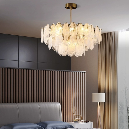 Люстра подвесная BIRCAN 60*35 бронза, стекло, металл, E14.