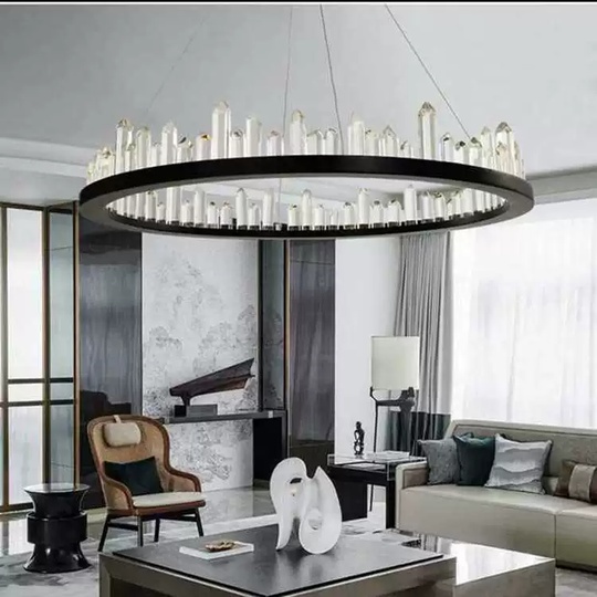 Люстра подвесная, черный, кристалл, LOGAN 60*11 металл, LED.