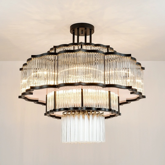 Люстра подвесная, черный, стекло, AYCAN 150*100, металл, E14.