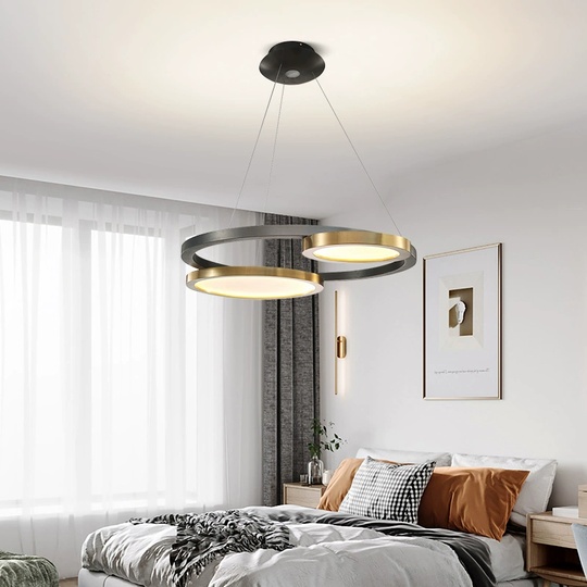 Люстра подвесная, черный, ПММА, BAHA 73*65, металл, LED