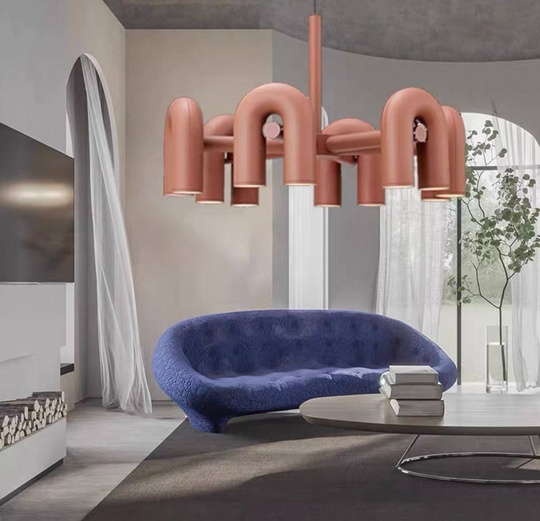 Светильник подвесной красный Elyquor, металл, трос 150 см, 100*38 см, LED