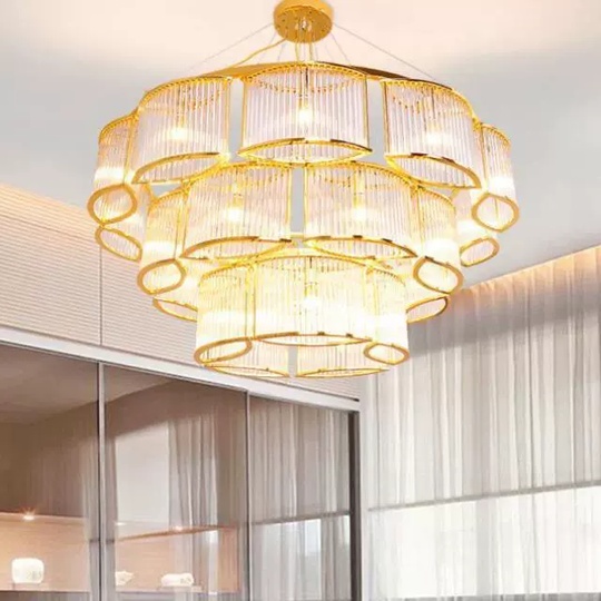 Люстра подвесная, золотой, стекло, AYDAN 40+70+100, металл, E14.