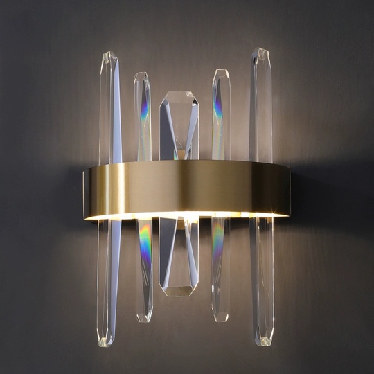 Настенный светильник ELLAN, Бра, 20*30, бронза, металл, хрусталь, G9.