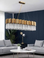 Люстра подвесная медная Evoloji, металл, хрусталь, трос 100 см, 110*40 см, G9