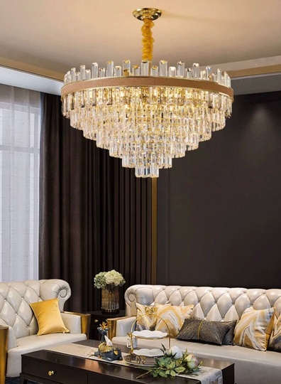 Люстра подвесная AKSES 80*40 золото, кристалл, металл, Е14.