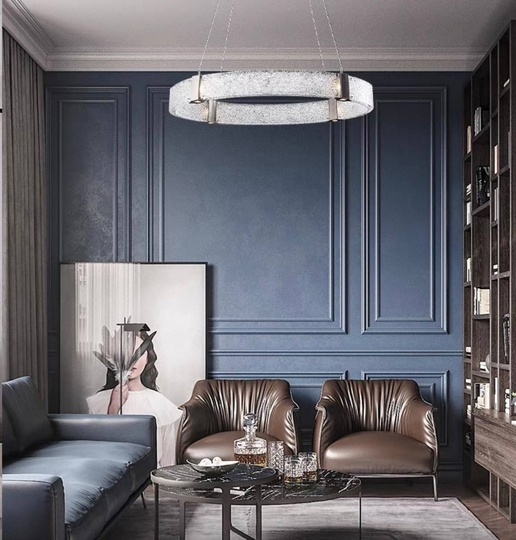 Люстра подвесная, черный, стекло, CHAIM BLACK 100*10, металл, LED