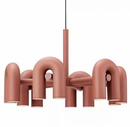 Светильник подвесной красный Elyquor, металл, трос 150 см, 80*38 см, LED