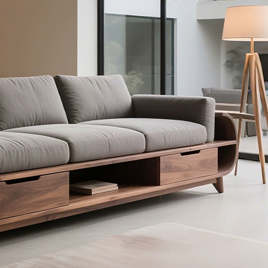 Прямой диван Abraham ореховый, ткань, 240*80*85 см