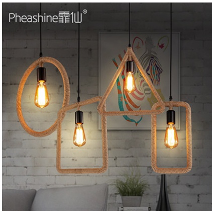 Дизайнерский светильник Elixon 34*34 см, led, e14, железо, веревка, Китай