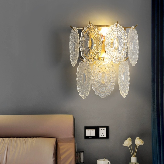 Настенный светильник, БРА TOBIAS 30*30, медный, прозрачный, стекло, металл, E14.