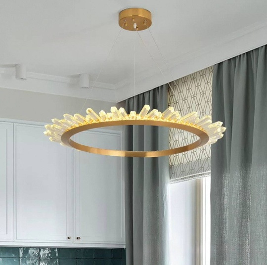 Люстра подвесная, золото, кристалл, KESTER 40*12 металл, LED.