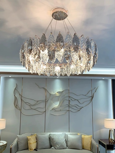 Люстра подвесная BIRICIK 80*25 золото, дымчатый, кристалл, металл, E14.