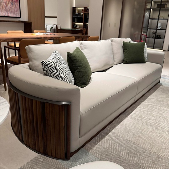 Прямой диван Cook черный орех, кожа, 190*92*90 см