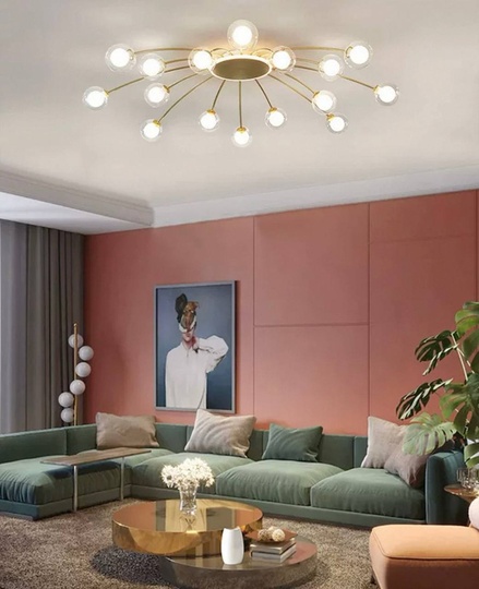 Люстра золотая Exalor, металл, стекло, 125*20 см, светодиодная, LED, G9