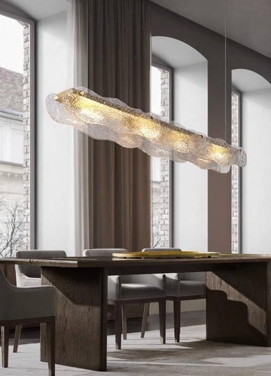 Светильник подвесной бронзовый Alephoid, металл, стекло, трос 150 см, 100*13 см, Е14