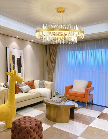 Люстра подвесная, медь, кристалл, GURBUZ 100*35, металл, LED.