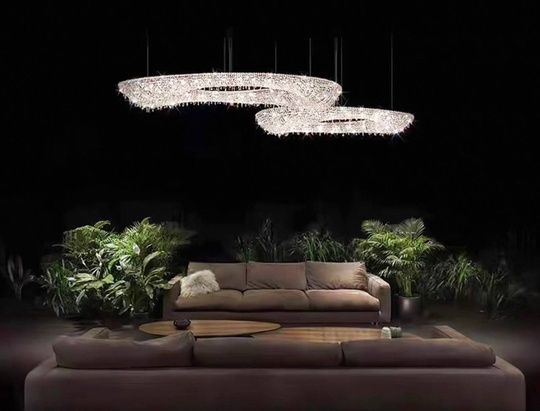 Люстра подвесная, серебро, хрусталь, ZOE 120*52*20 металл, G9.