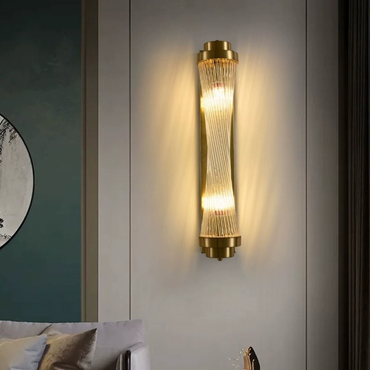 Настенный светильник, БРА VINNIE 12*60, медный, прозрачный, стекло, металл, Е14.