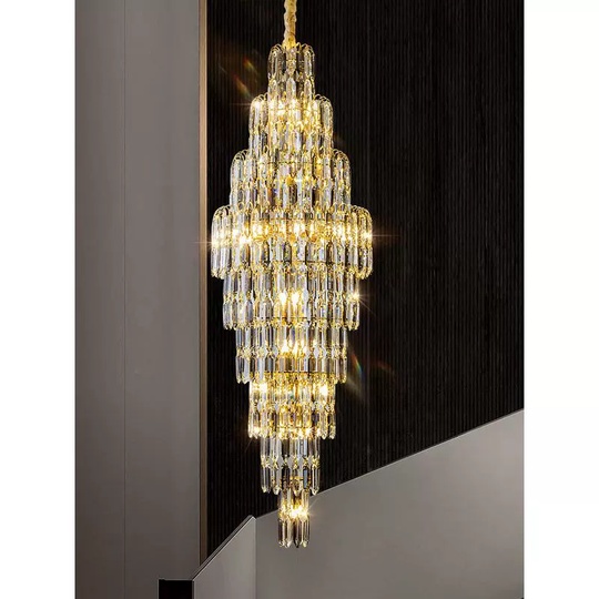 Люстра подвесная, золото, кристалл, HEZEL 80*250 металл, E14.