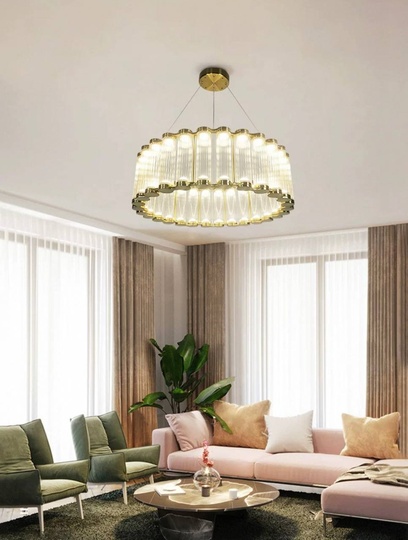 Люстра подвесная, бронза, стекло CEYIZ 100*25, металл, LED.