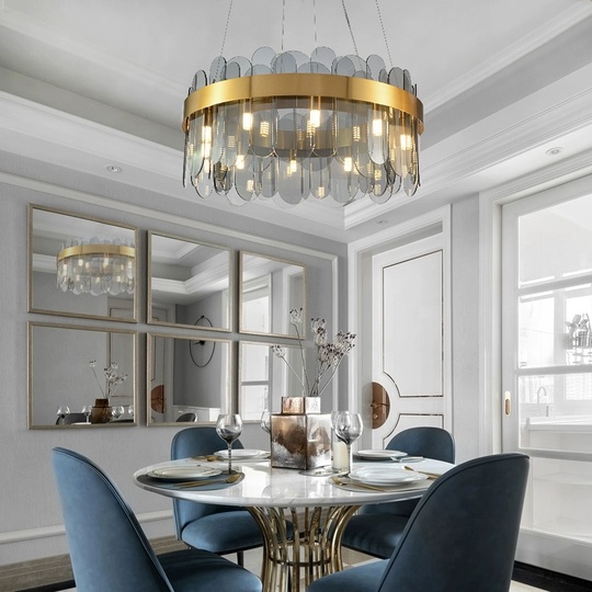 Люстра подвесная, медь, пепел, стекло, DOLUN 45*27, металл, G9.