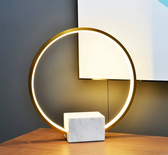Настольная лампа RING 35*37, белый, бронза, мрамор