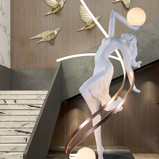 Торшер белый Girls ballerina, 60*155 см, LED, Е27, смола, стекловолокно, 35 Вт