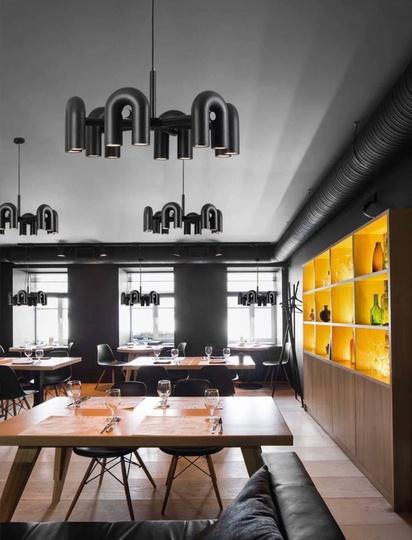 Светильник подвесной черный Aelora, металл, трос 150 см, 80*38 см, LED