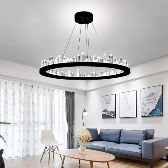 Люстра подвесная, черный, кристалл, LOGAN 100*11 металл, LED.