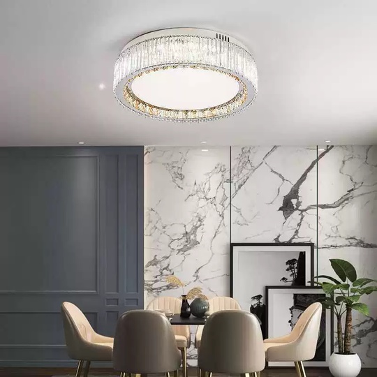 Потолочный светильник, хром, кристалл, GRACE 100*13 металл, LED.