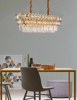 Люстра подвесная, золото, хрусталь, TESSA 100*38, металл, E14.