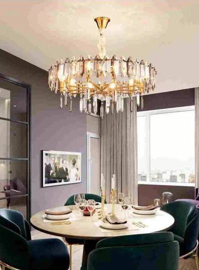 Люстра подвесная ALAGEYIK 40*32 дымчатый, кристалл, металл, Е14.