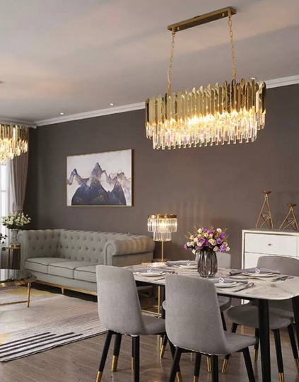 Люстра подвесная, медная, хрусталь, DILMEN 80*40, металл, Е14.