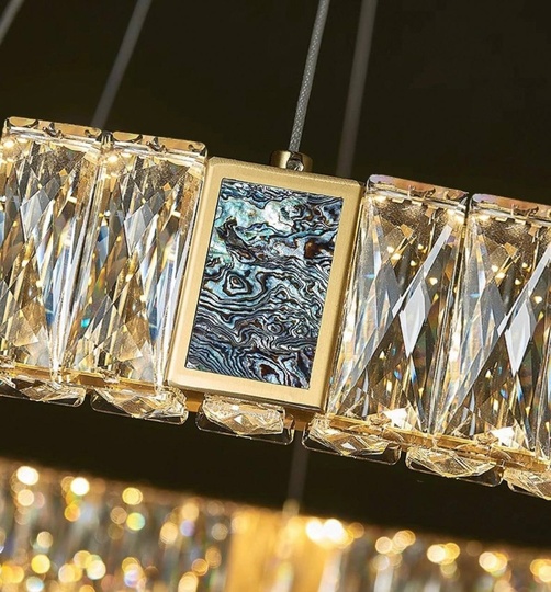 Люстра подвесная CEREN 100*150 золотой, хрусталь, металл, LED.